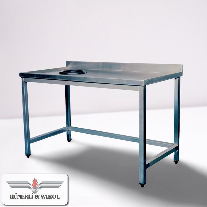 Krom Çöp Sıyırmalı Tezgah 190x70x85 Ebatlarında