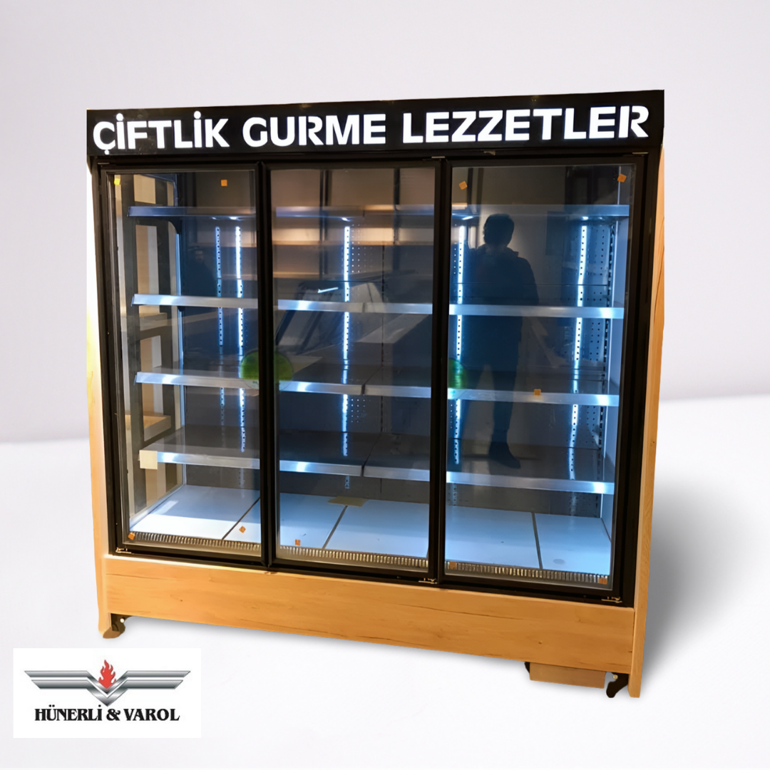Özel Üretim Blok Kapaklı Sütlük Dolabı 200x75x205 Ebatlarında Mobilya desenli - Marbella 2 